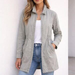 James Perse Light Gray Coat Womens 1 Small Cotton Button Closure Jacket